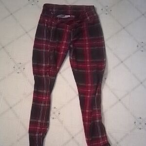 No Boundaries Red and Black Plaid Kids Leggings